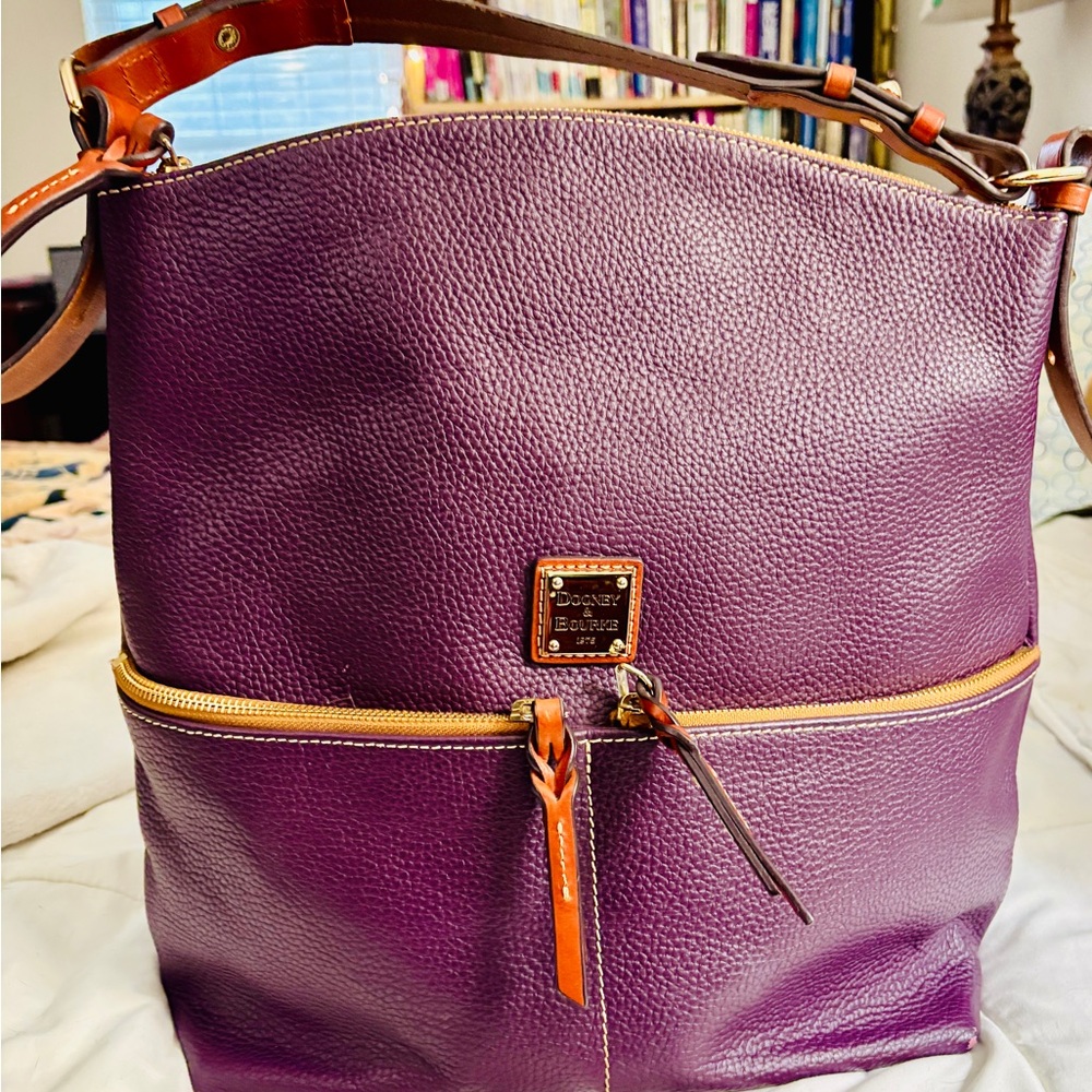 Dooney & Bourke Purple and Tan Shoulder Bag